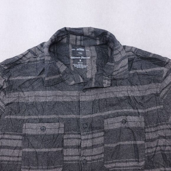 Urban Pipeline Flannel Button Up Casual Shirt Mens Size Medium M Gray Striped - Picture 1 of 10